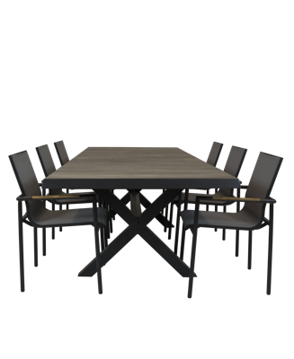 Qopps Ottowa uitschuif tuintafel 205/265 x 100 Antraciet met tuinstoel Tulsi