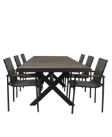 Qopps Ottowa uitschuif tuintafel 205/265 x 100 Antraciet met tuinstoel Tulsi