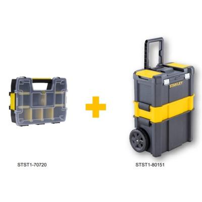 Stanley opbergset - Sortmaster Organiser Light + Gereedschapswagen Essential