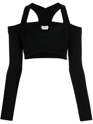 Alexander McQueen haut en maille à découpes - Noir