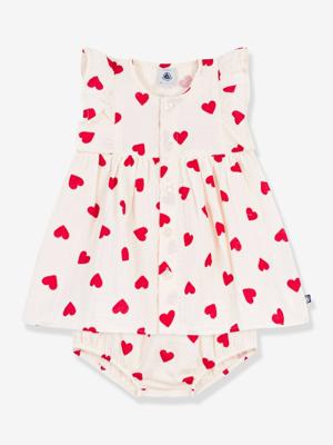 Jurk en bloomer baby met ruches van katoen ecru Jurk en bloomer baby met ruches van katoen ecru