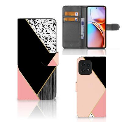 Motorola Edge 40 Pro | Book Case | Zwart Roze Vormen