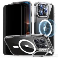 iPhone 16 Pro Classic Hybrid Case with Stash Stand Privacy Protection Bundle - Clear