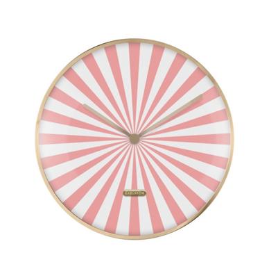 Wall Clock Candy Swirl Dome Flamingo Roze en Wit