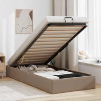 Bedframe zonder matras 90x190 cm kunstleer cappuccinokleurig