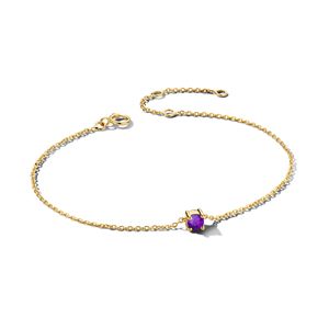 Armband Geboortesteen Februari geelgoud-amethist 0,16ct paars 15,5 - 17 - 18,5 cm