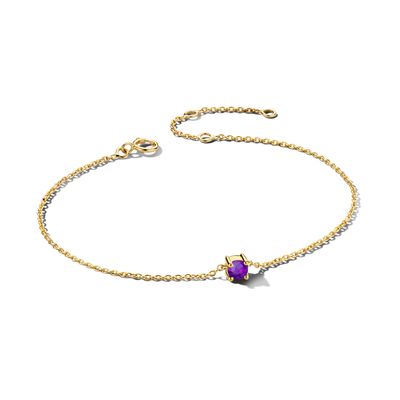 Armband Geboortesteen Februari geelgoud-amethist 0,16ct paars 15,5 - 17 - 18,5 cm