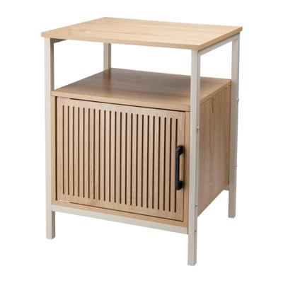 Nachtkastje - bruin/wit - metaal/mdf - 43 x 33 x 55 cm - Slaapkamer Nachtkastje - bruin/wit - metaal/mdf - 43 x 33 x 55 cm - Slaapkamer