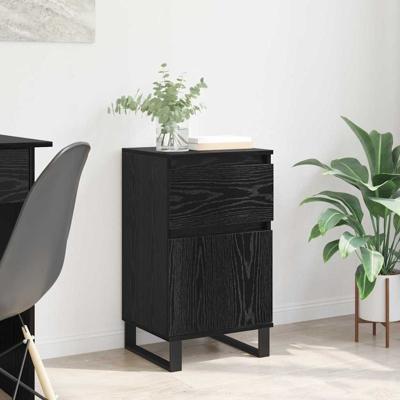 Dressoir met lade Zwart eiken 35 x 40 x 70 cm Bewerkt hout