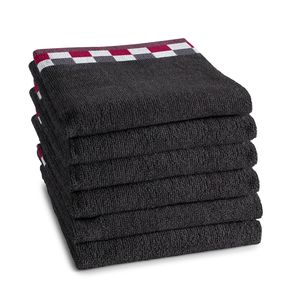 6x DDDDD keukendoek 50x55 cm carre antraciet