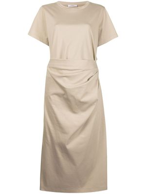 Goen.J robe drapée à découpe - Marron