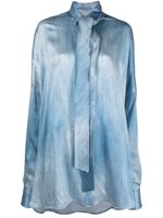 Ermanno Scervino chemise imprimée à détail de foulard - Bleu - thumbnail