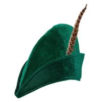Luxe Robin Hood verkleed hoed - fluweel - groen - voor volwassenen