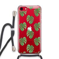 Monstera leaves: iPhone SE 2020 Transparant Hoesje met koord