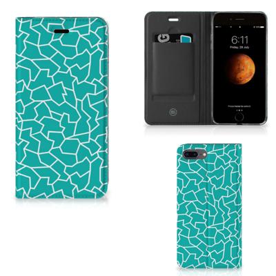 Apple iPhone 7 Plus | 8 Plus | Bookcase | Cracks Blue