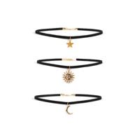 Gouden Bedel Choker ketting set van 3 chokers