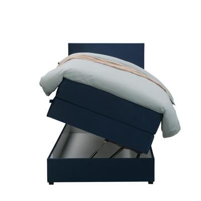 Leen Bakker - Boxspring Met Opbergruimte Liv Egaal - 90x200 Cm - Stof/Velvet - Blauw