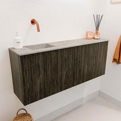 Toiletmeubel Mondiaz Joya Dlux | 100 cm | Meubelkleur Shadow | Faye wastafel Glace Wasbak Links | Zonder kraangat(en)