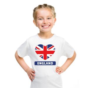 Engeland hart vlag t-shirt wit jongens en meisjes