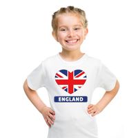 Engeland hart vlag t-shirt wit jongens en meisjes - thumbnail