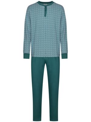 Heren pyjama katoen grijsblauw