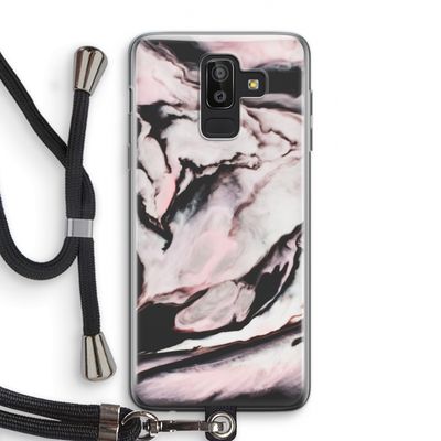 Roze stroom: Samsung Galaxy J8 (2018) Transparant Hoesje met koord
