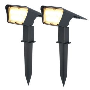 HOFTRONIC™ 2x Odessa LED Solar Tuinspot 3000K warm wit IP65 waterdicht