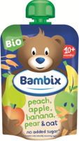 Bambix Bio Knijpzakje Appel, Perzik, Banaan, Peer en Haver 10+