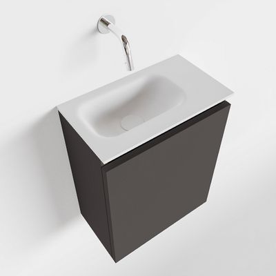 Toiletmeubel Mondiaz Ture | 40 cm | Meubelkleur Dark grey | Eden wastafel Talc Links | Zonder kraangat