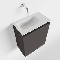 Toiletmeubel Mondiaz Ture | 40 cm | Meubelkleur Dark grey | Eden wastafel Talc Links | Zonder kraangat Toiletmeubel Mondiaz Ture | 40 cm | Meubelkleur Dark grey | Eden wastafel Talc Links | Zonder kraangat