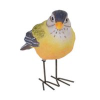 Decoratie Tuinbeeld vogeltje - putter - metaal - 10 cm - thumbnail