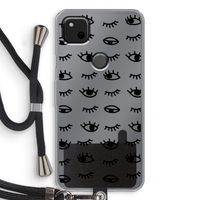 Eye pattern #2: Pixel 4a Transparant Hoesje met koord
