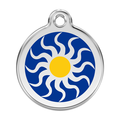 Tribal Sun Navy roestvrijstalen hondenpenning large/groot dia. 3,8 cm - Reddingo