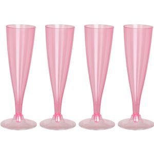 EH Prosecco/champagneglazen - 4x - roze - kunststof - 130 ml - herbruikbaar   -