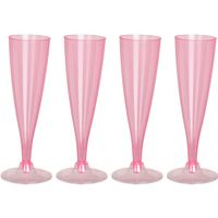 EH Prosecco/champagneglazen - 4x - roze - kunststof - 130 ml - herbruikbaar   - - thumbnail