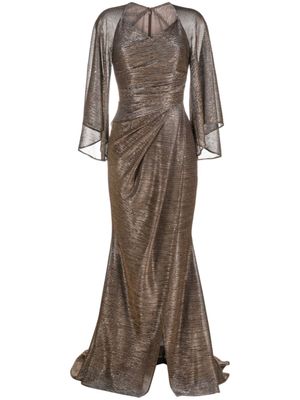 Talbot Runhof robe longue drapée à encolure cœur - Or