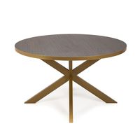 Stalux Ronde eettafel Daan - goud / bruin hout