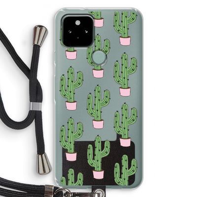 Cactus Lover: Pixel 5 Transparant Hoesje met koord