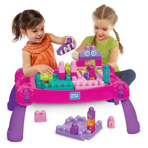Mega Bloks bouw- en leertafel - roze - 30-delig