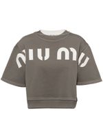 Miu Miu t-shirt crop à logo imprimé - Gris - thumbnail