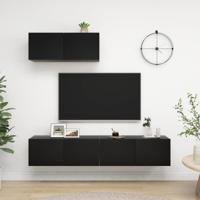 Tv-meubelen 3 st bewerkt hout zwart