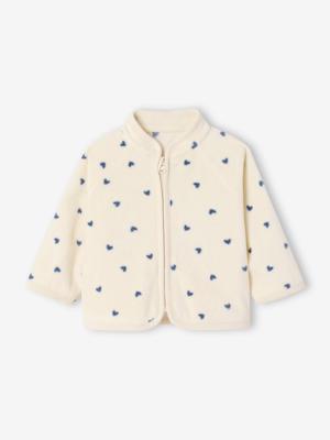 Babyvestje van fleece met ritssluiting en print vanille