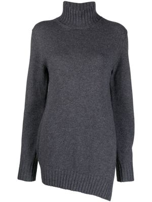 Jil Sander pull en maille gaufrée à design asymétrique - Gris