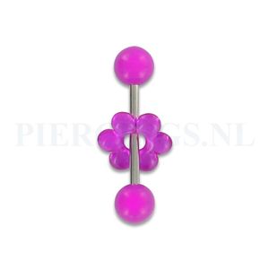 Tongpiercing acryl donut bloem paars