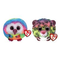 Ty - Knuffel - Teeny Puffies - Owel Owl & Dotty Leopard - thumbnail