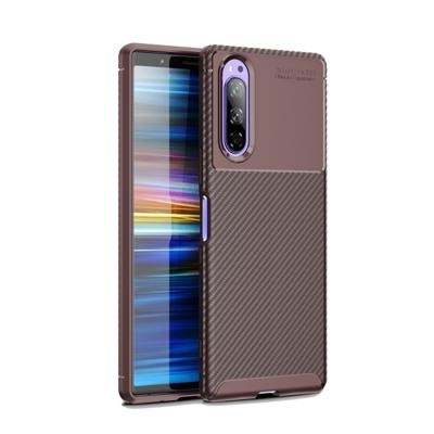 Kever serie Carbon Fiber textuur schokbestendige TPU geval voor Sony Xperia 2 (bruin)