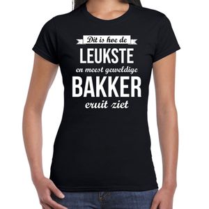 Dit is hoe de leukste en meest geweldige bakker eruit ziet cadeau t-shirt zwart dames 2XL  -