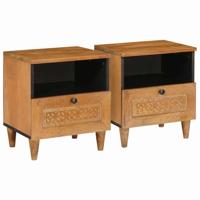 Nachtkastje 2 pcs Lichtbruin 40 x 33 x 46 cm massief mangohout