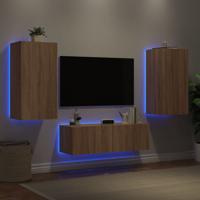 3-delige Tv-wandmeubelset met LED-verlichting sonoma eikenkleur
