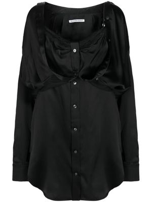 Alexander Wang robe courte en soie à design superposé - Noir